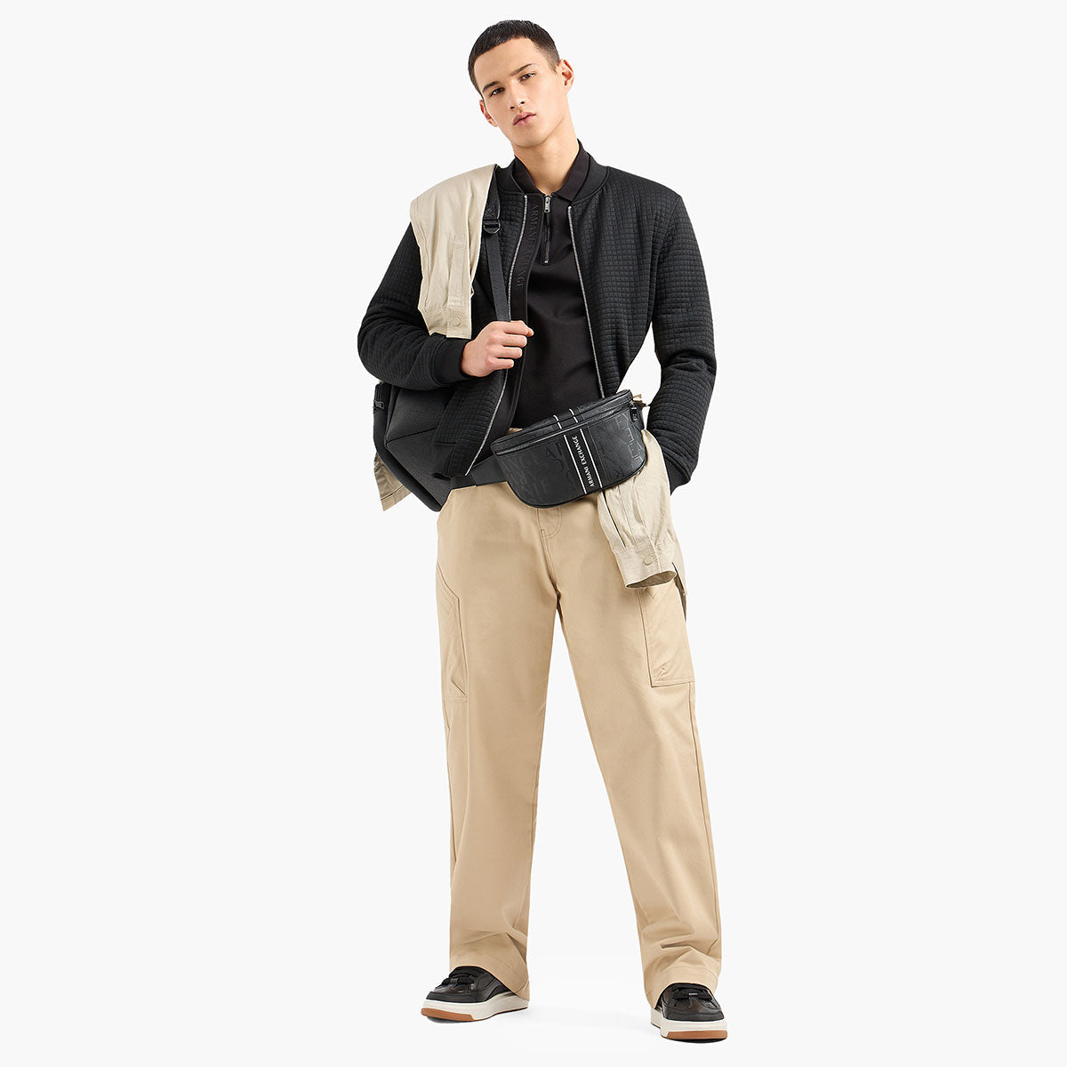 Regular Fit Zip Up Cotton Polo Shirt