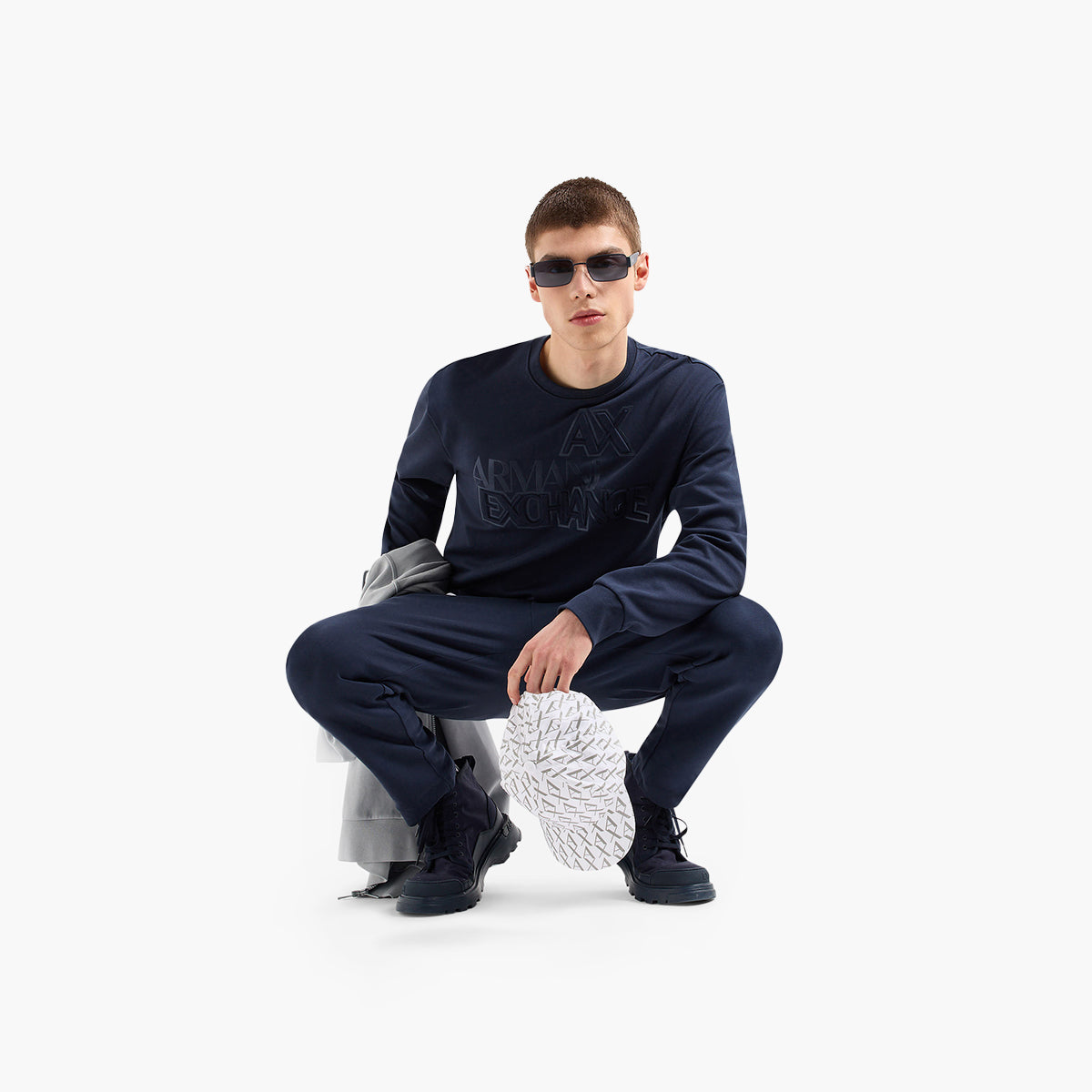 Cotton Blend Crew Neck Sweatshirt