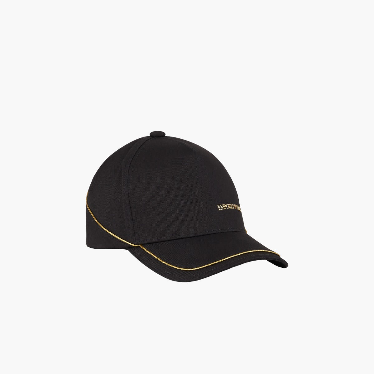Baseball Cap With Gold Logo And Piping