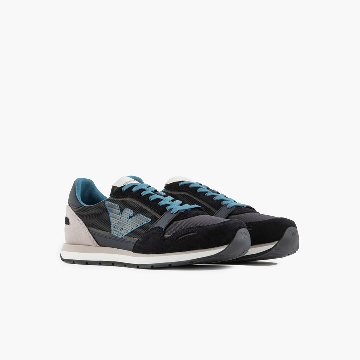 Mesh Sneakers With Suede Details And Eagle Patch