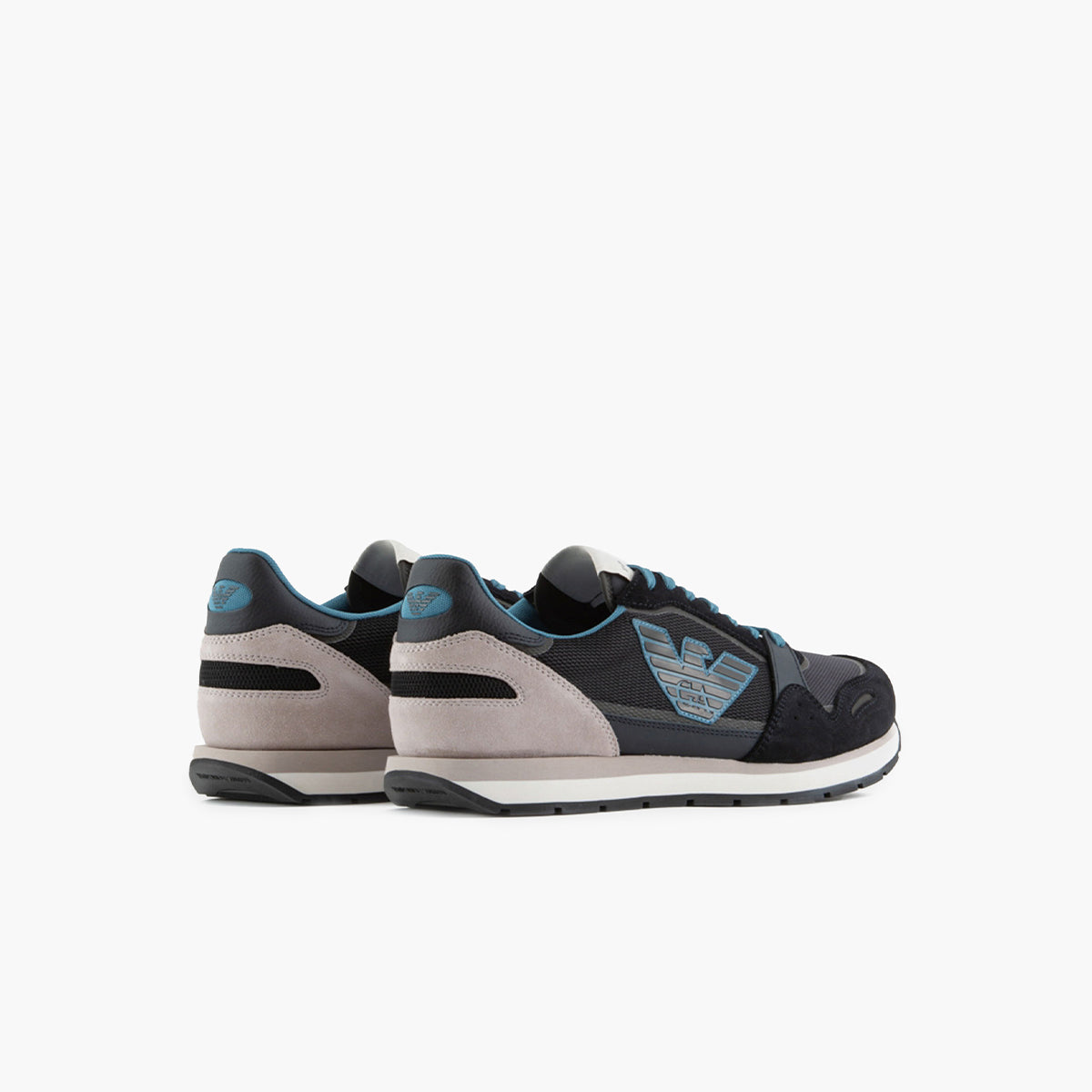 Mesh Sneakers With Suede Details And Eagle Patch