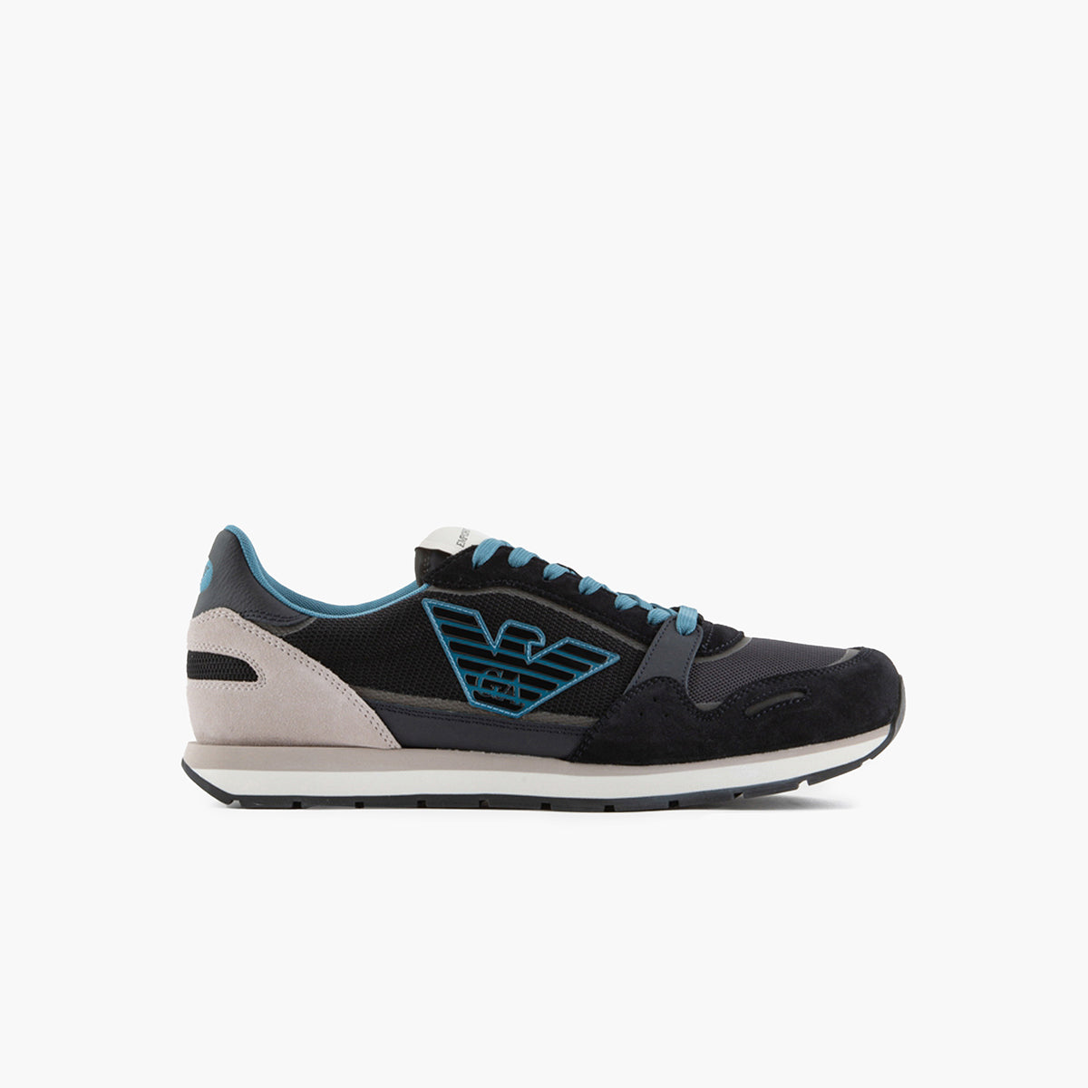 Mesh Sneakers With Suede Details And Eagle Patch