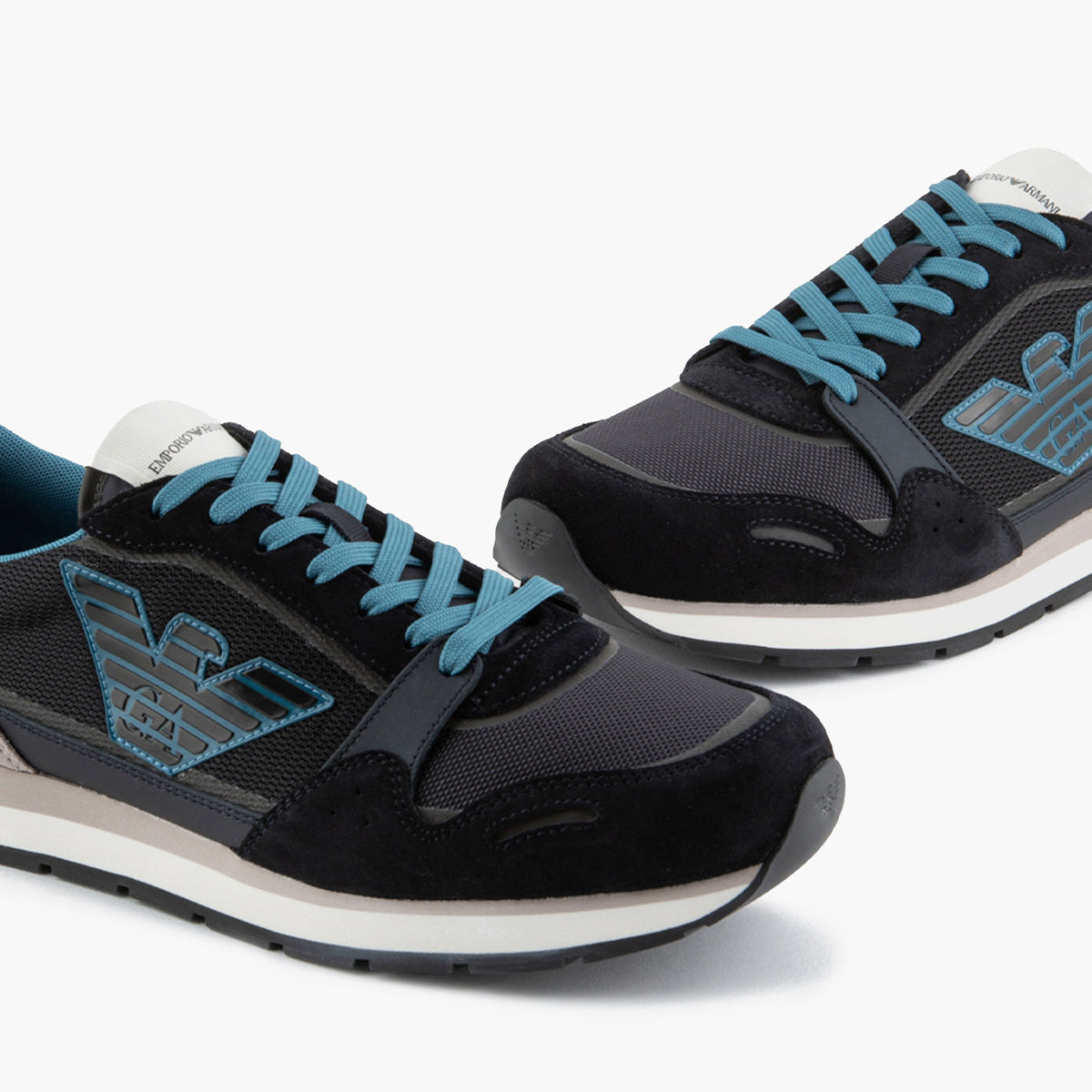Mesh Sneakers With Suede Details And Eagle Patch