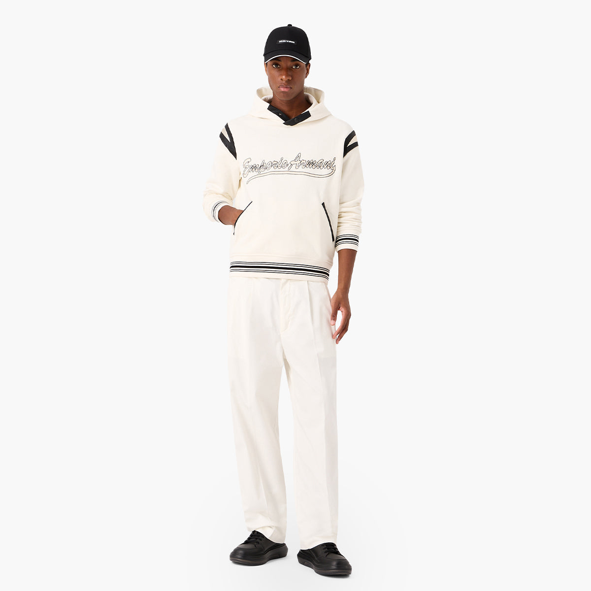 Varsity Style Hooded Cotton Sweatshirt