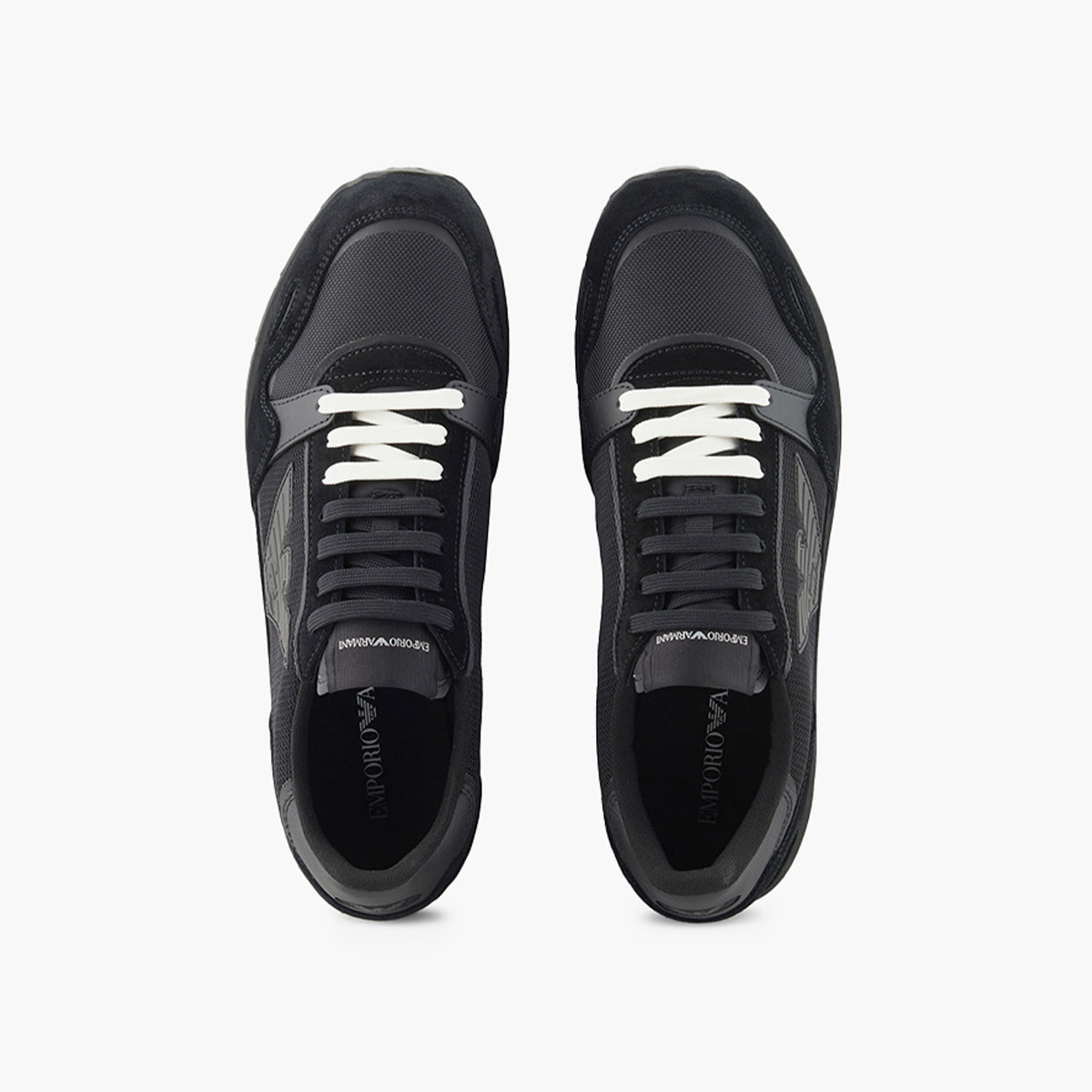 Mesh Sneakers With Suede Details And Eagle Logo