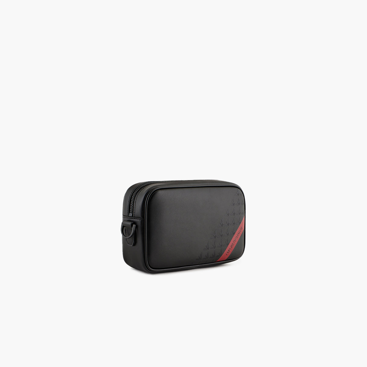 Smooth Regenerated Leather Washbag With Red Logo Band