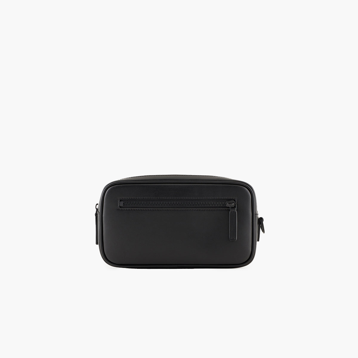 Smooth Regenerated Leather Washbag With Red Logo Band