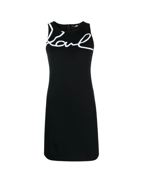 Karl Lagerfeld Dress Cut Out Logo Signiture Logo Black