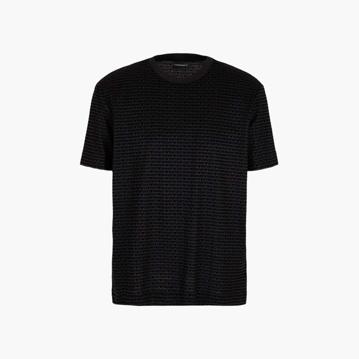 Cotton Blend T-Shirt With All-Over Flock Logo