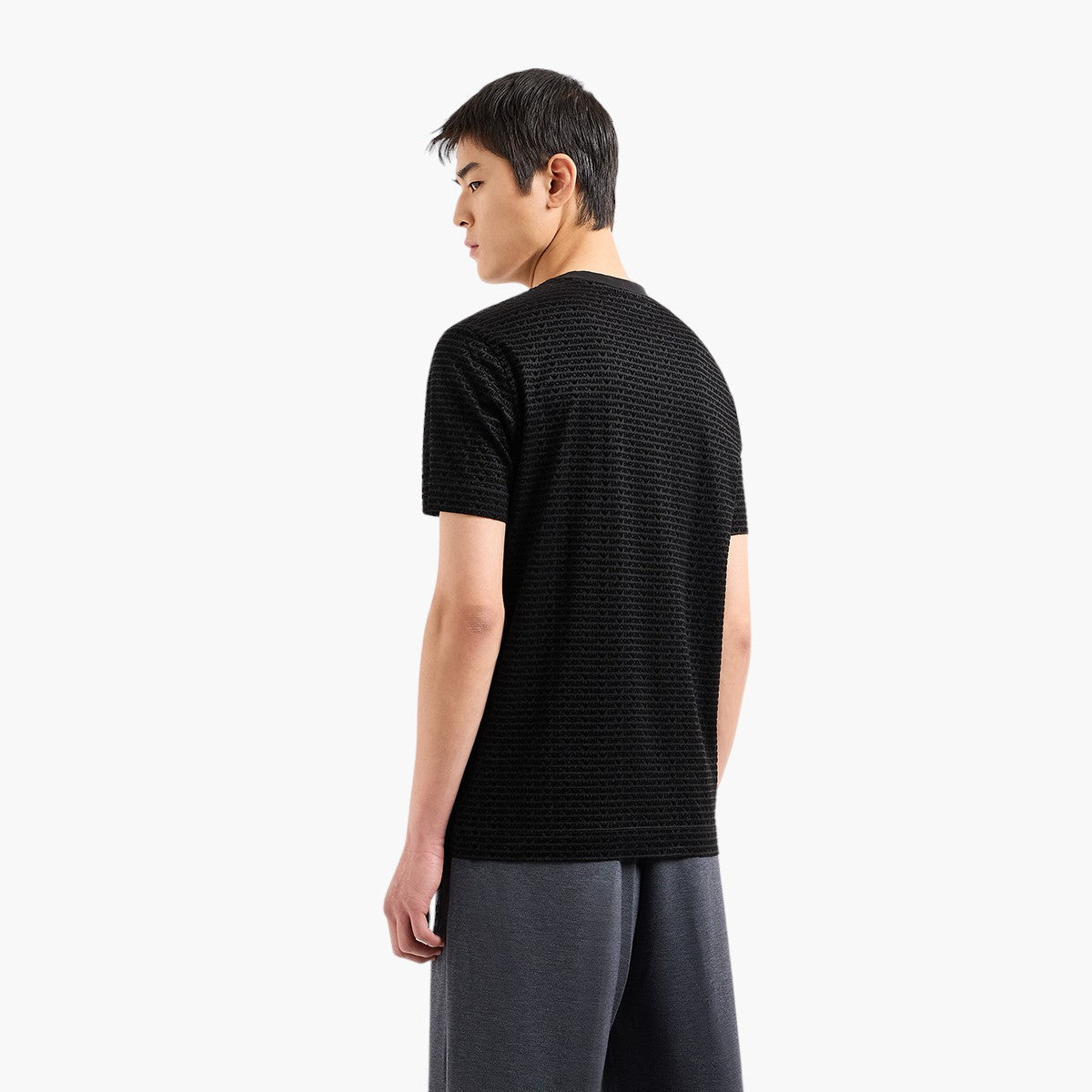 Cotton Blend T-Shirt With All-Over Flock Logo