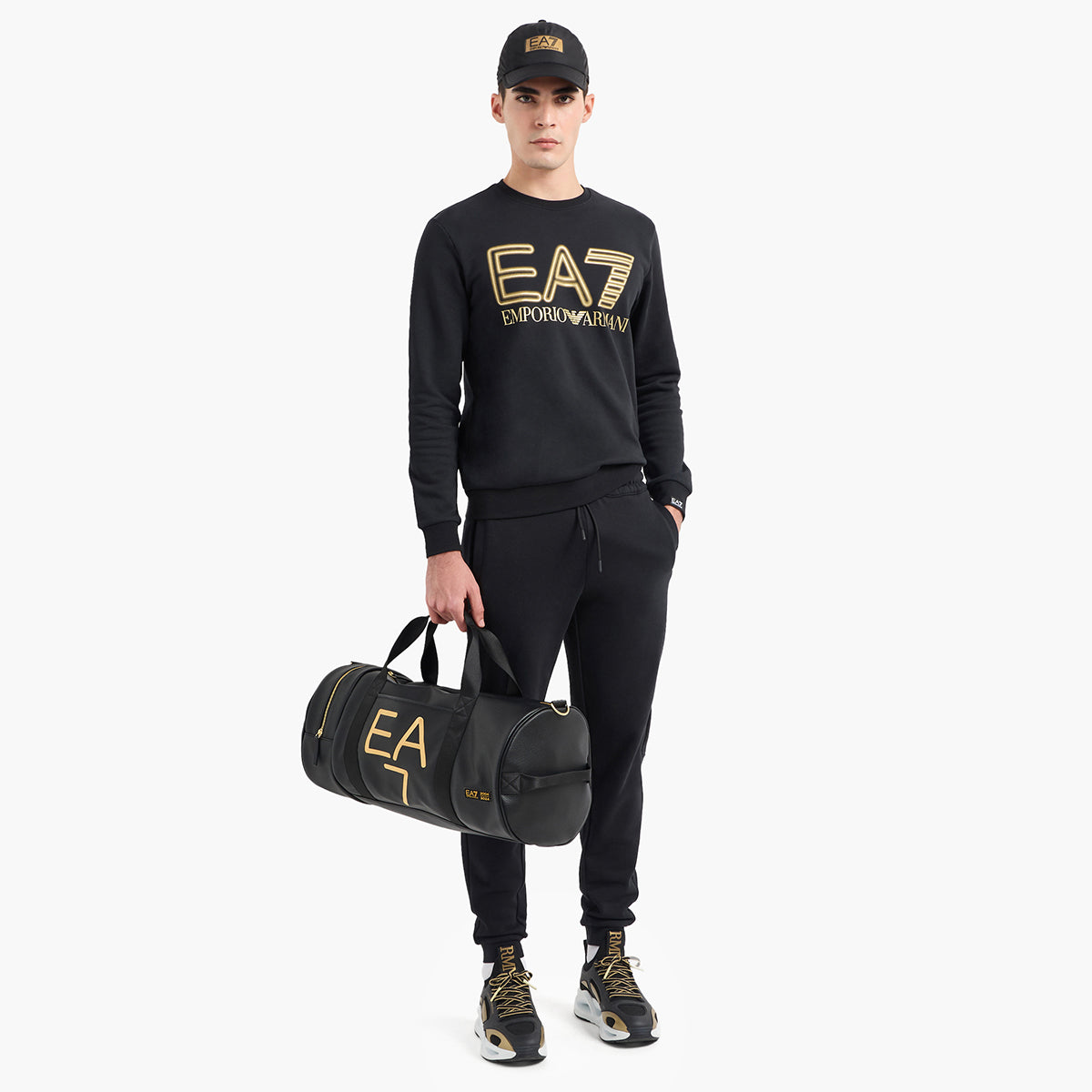 Cotton Crewneck Sweatshirt With Macro Logo