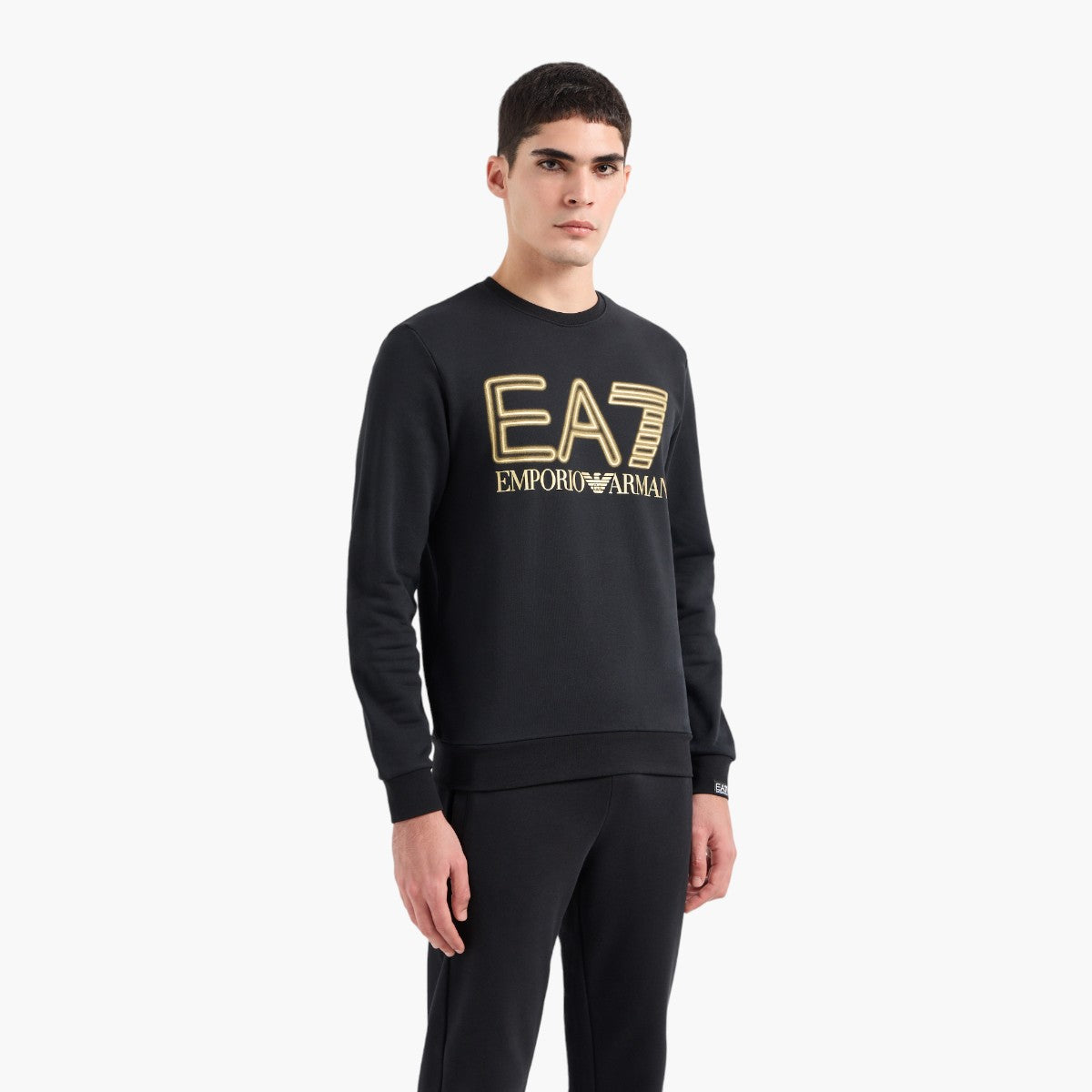 Cotton Crewneck Sweatshirt With Macro Logo