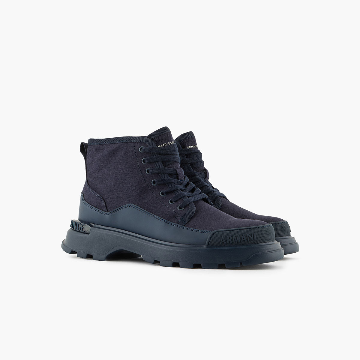 Cotton Round Toe Branded Logo Boots