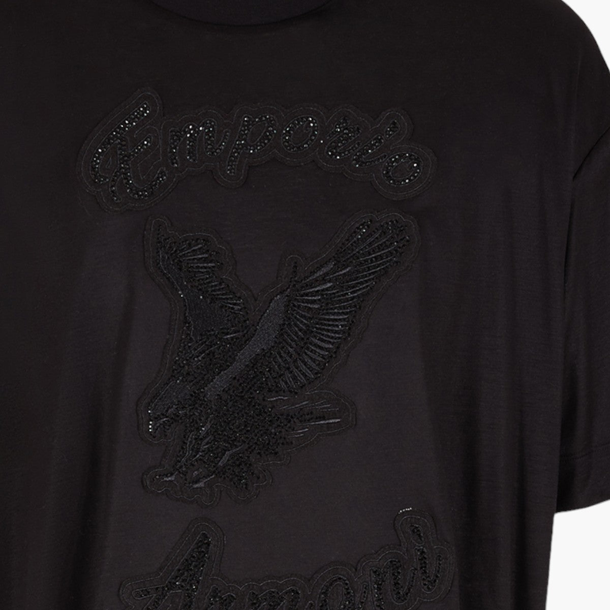 Cotton Blend Oversized T-Shirt With Embroidered Rhinestone Patch