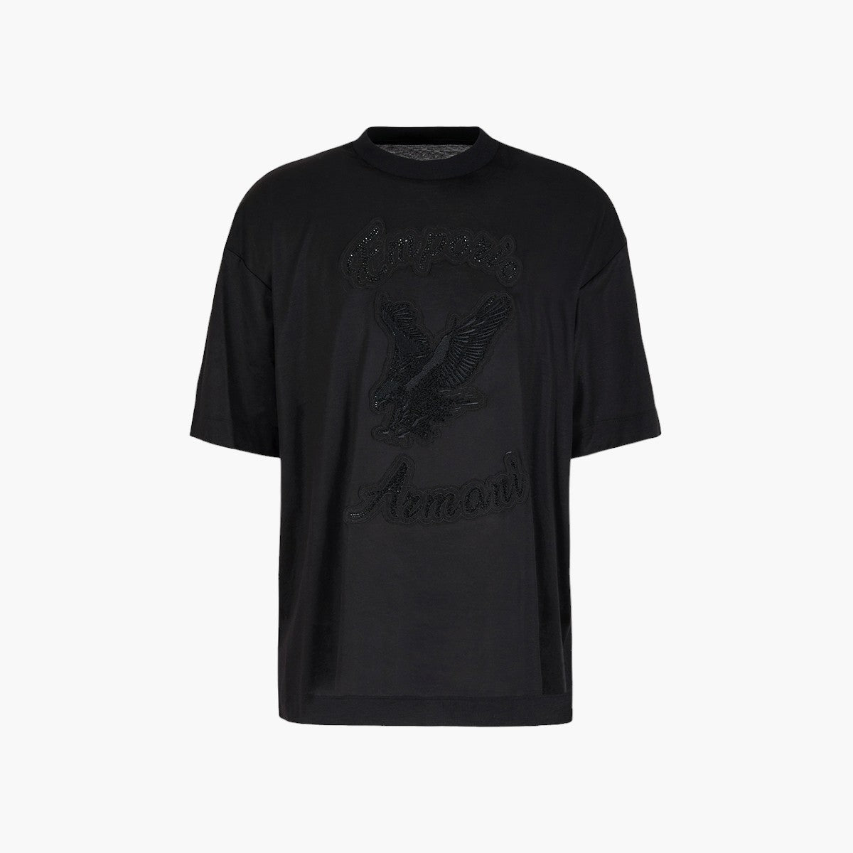 Cotton Blend Oversized T-Shirt With Embroidered Rhinestone Patch