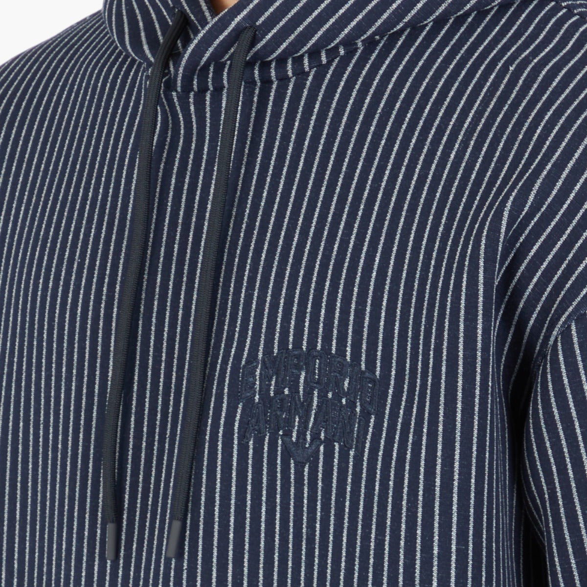 Hooded Sweatshirt In Pinstriped Jersey