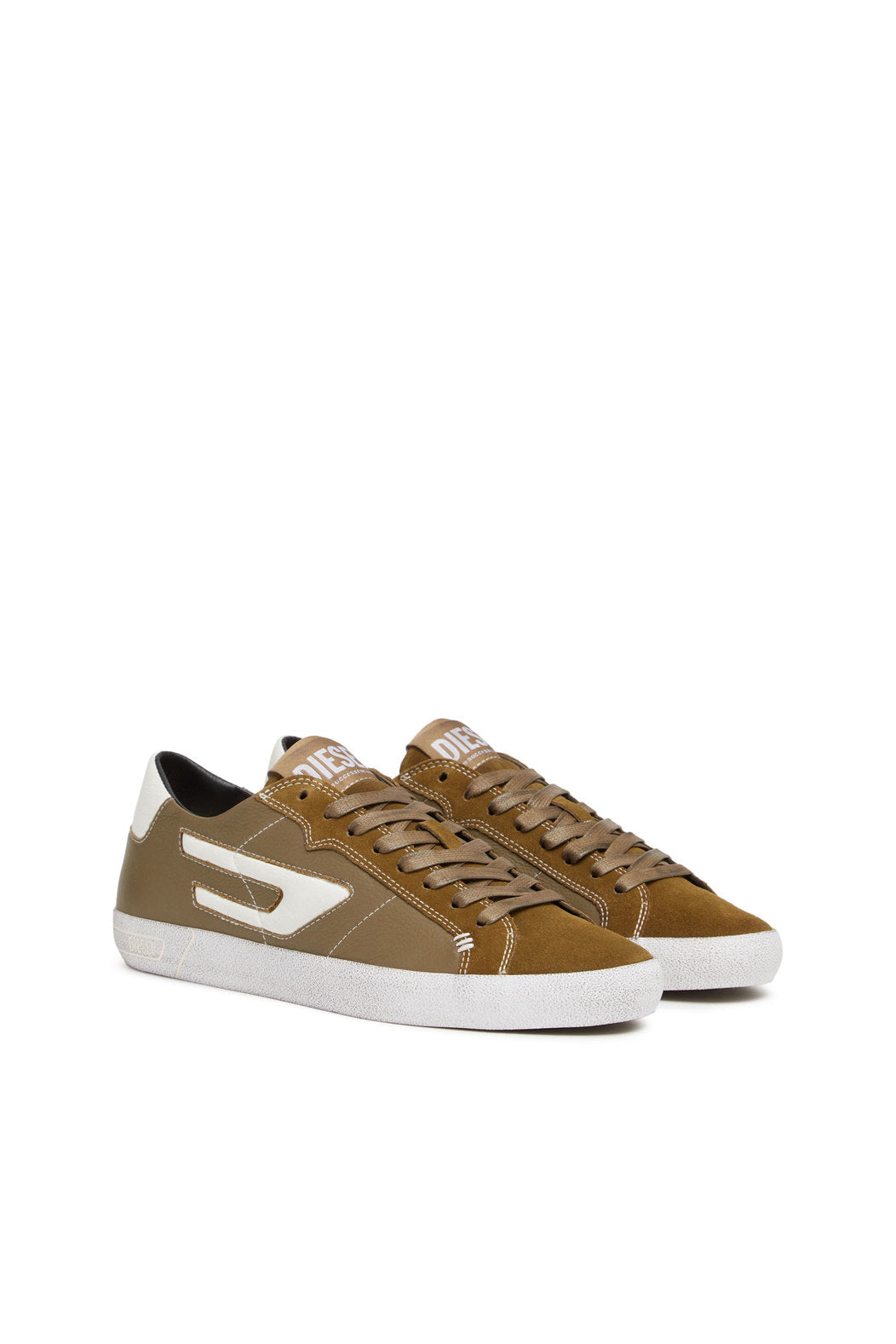 DIESEL S-LEROJI LOW - LOW-TOP LEATHER SNEAKERS WITH D LOGO
