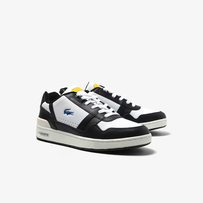 Lacoste T-Clip Leather Colour Contrast Trainers