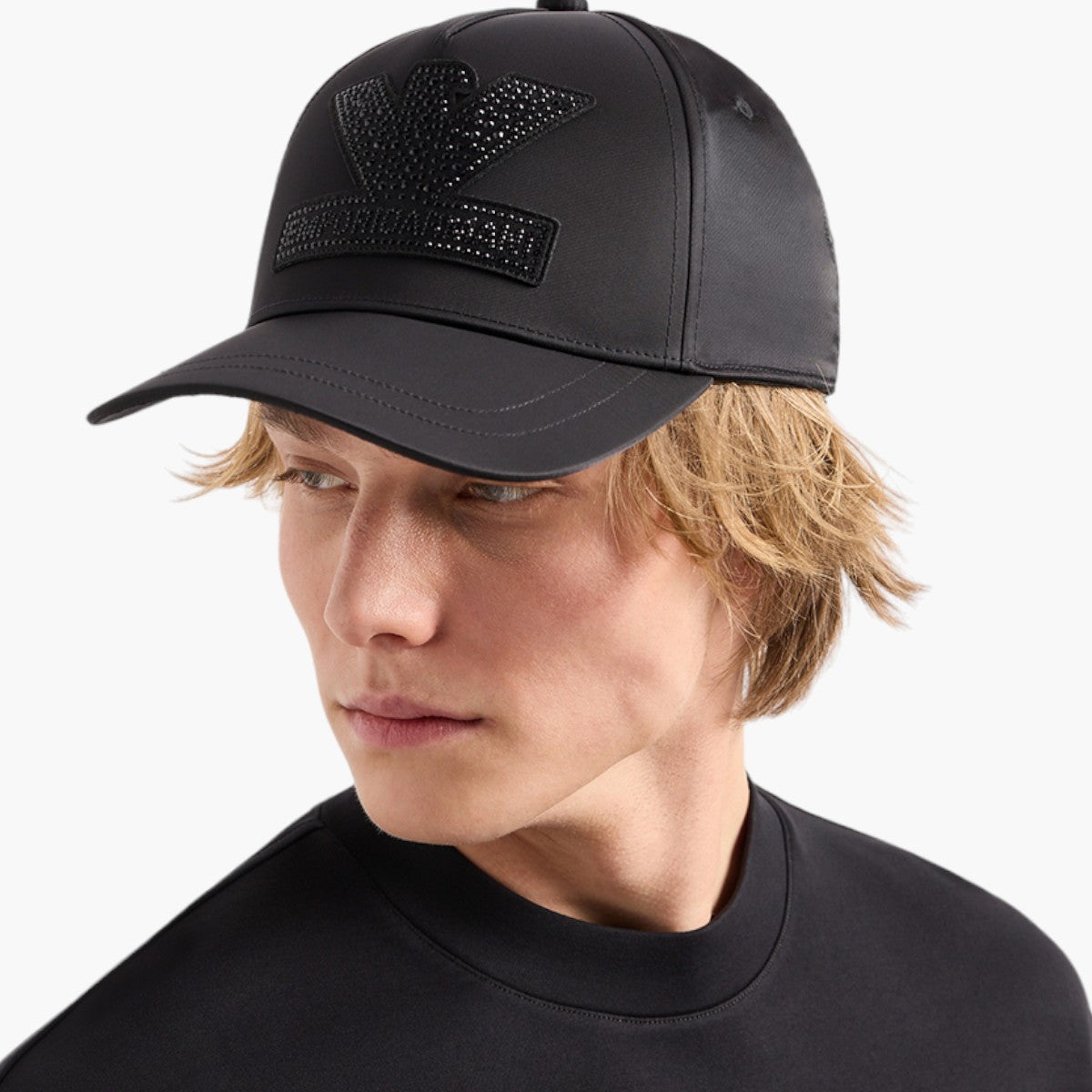 Baseball Cap With Rhinestone Eagle Patch