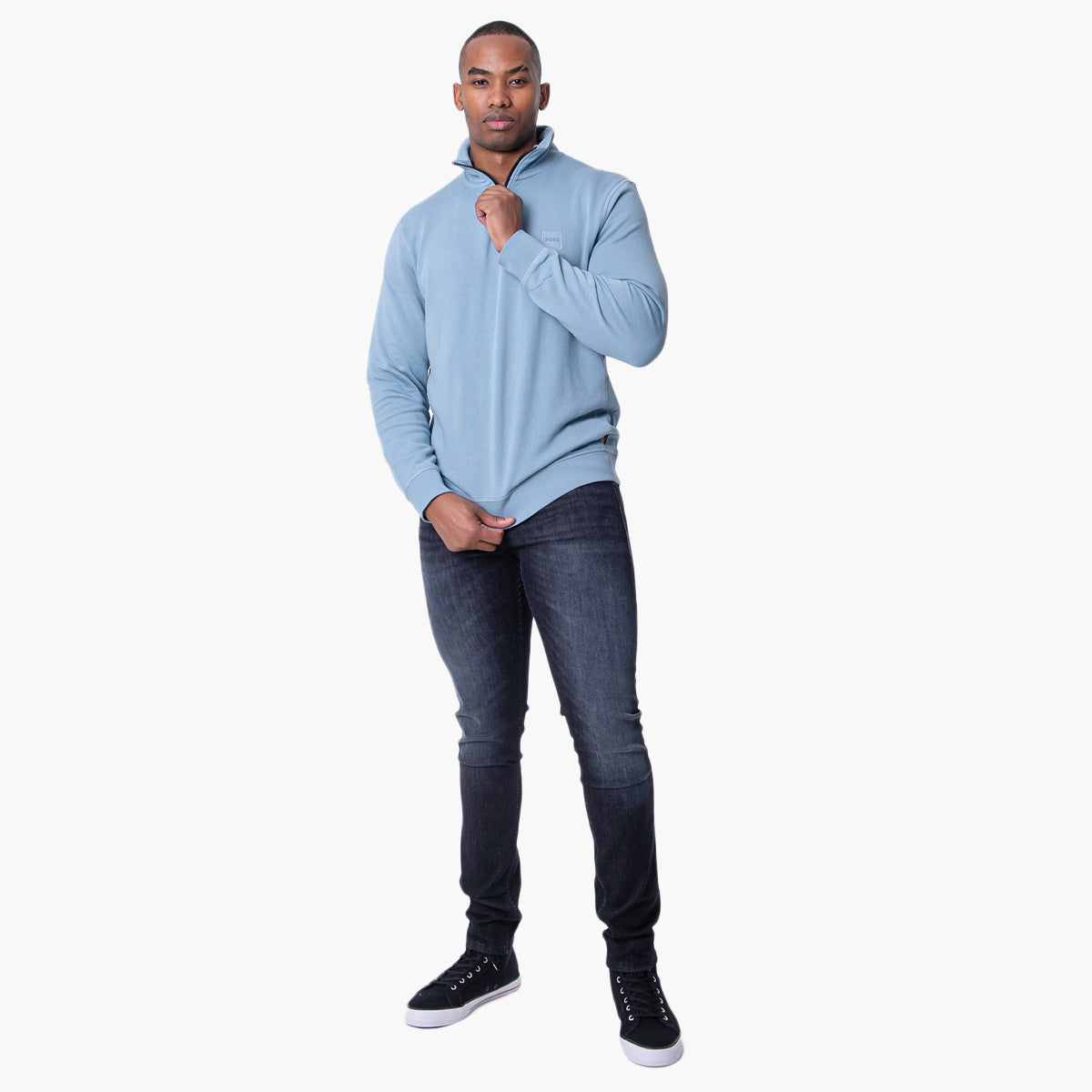 Cotton-Terry Zip-Neck Sweatshirt
