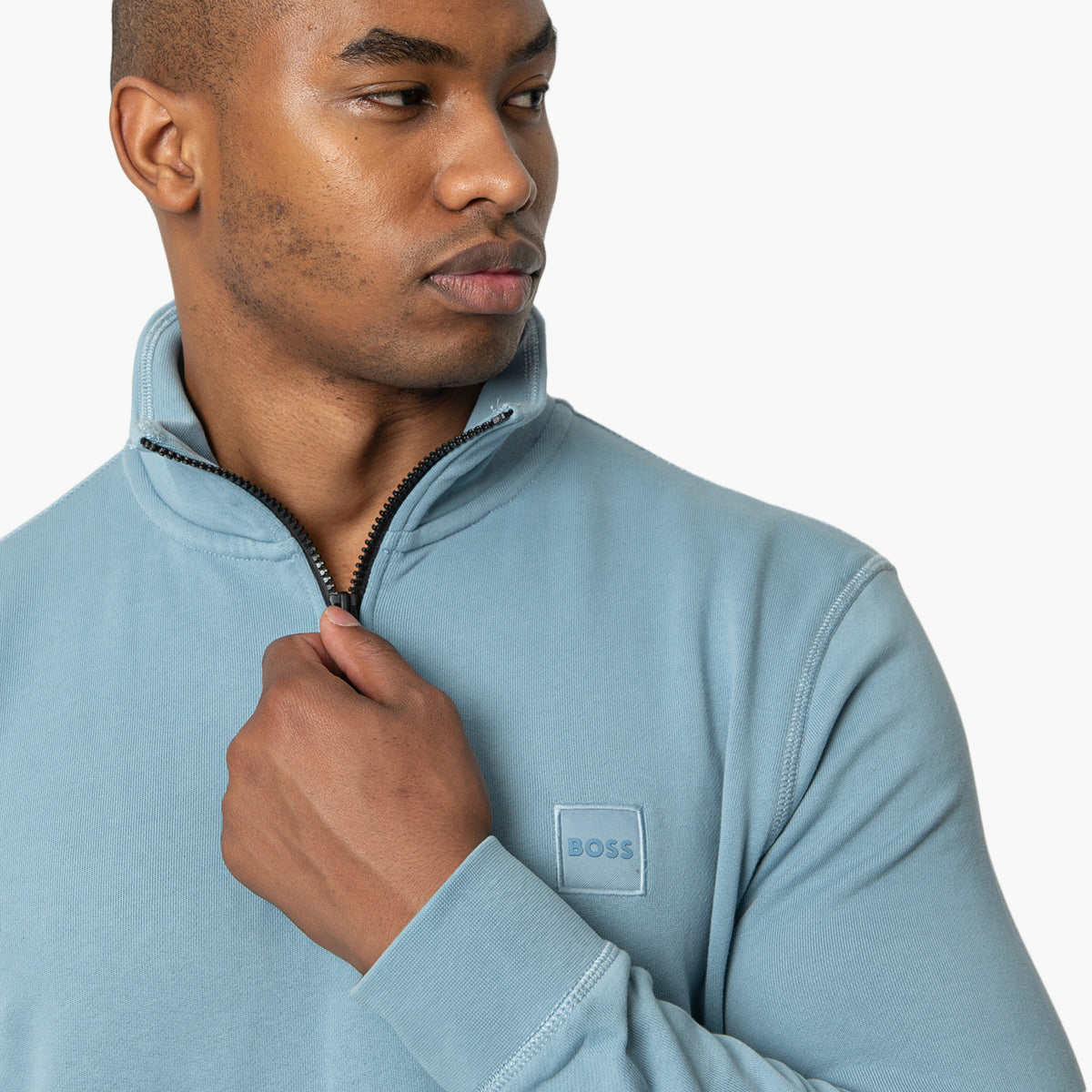 Cotton-Terry Zip-Neck Sweatshirt