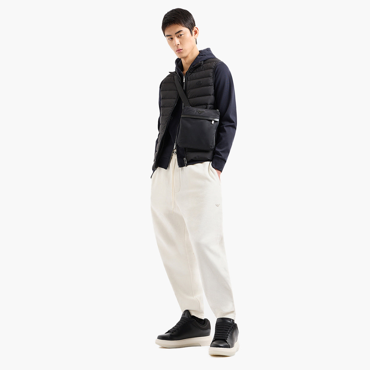 Cotton Blend Hooded, Zipped Sweatshirt