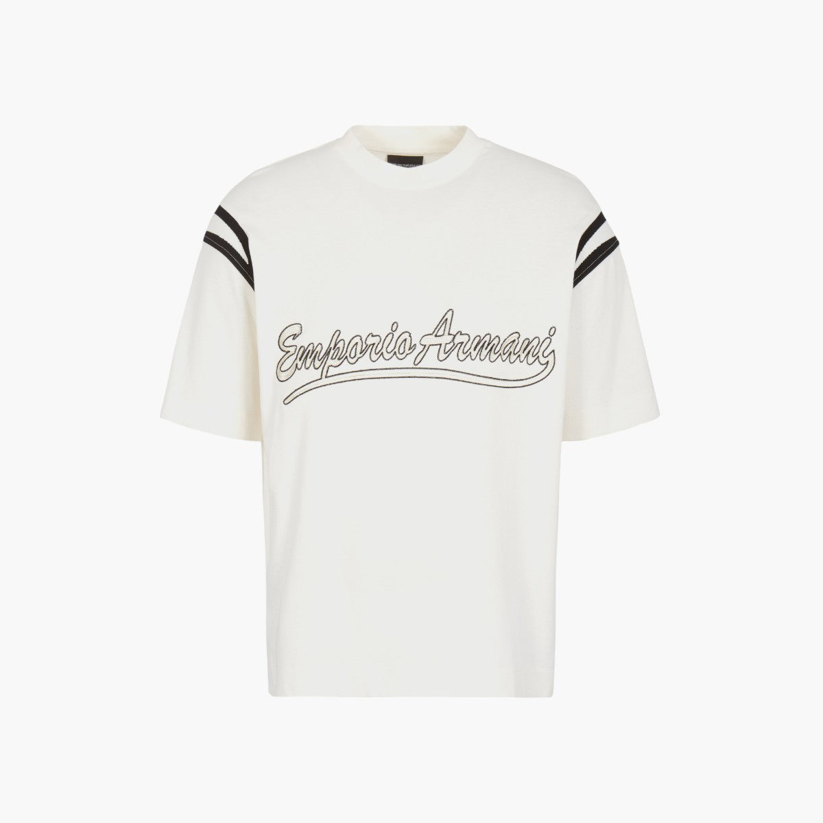 Varsity Style Cotton Relaxed Fit Crew Neck T-Shirt
