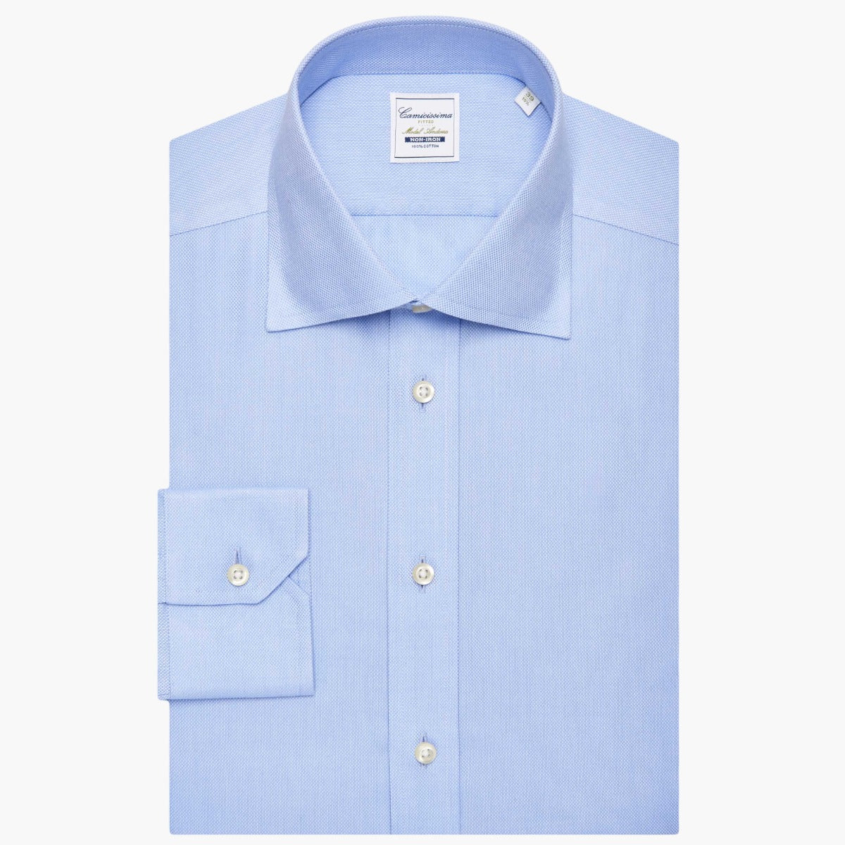 Andorra Non-Iron Blue Fitted Shirt Andorra Francese