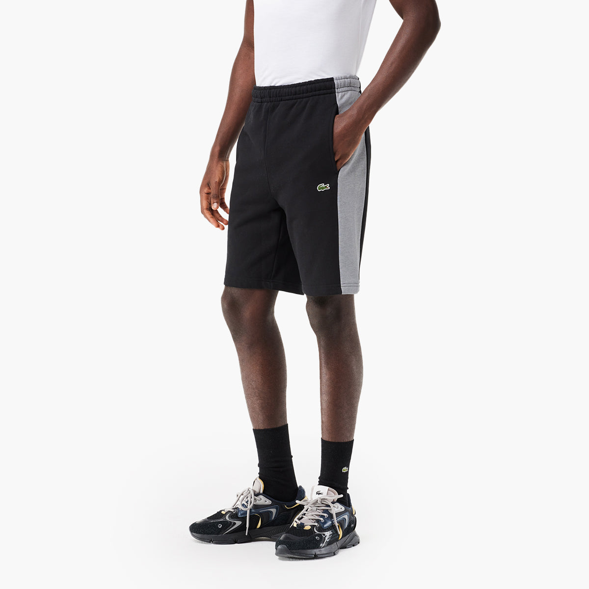 Printed Unbrushed Fleece Colourblock Jogger Shorts