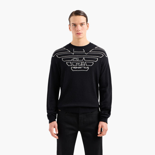 Wool Blend Knit With Oversized Eagle Logo