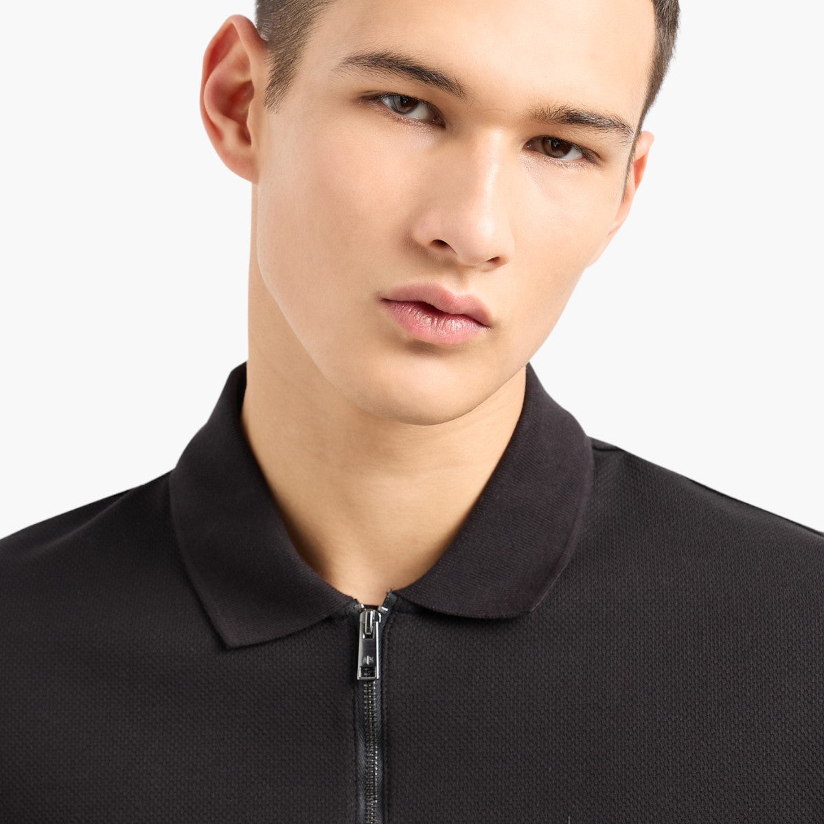 Regular Fit Zip Up Cotton Polo Shirt