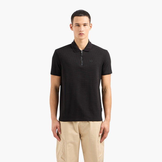 Regular Fit Zip Up Cotton Polo Shirt