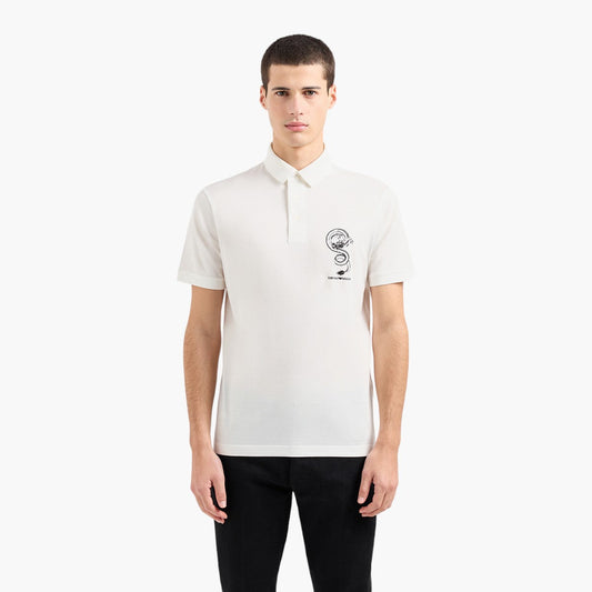 Sustainable Cotton Blend Polo T-Shirt With Embroidery