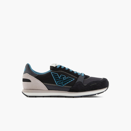 Mesh Sneakers With Suede Details And Eagle Patch
