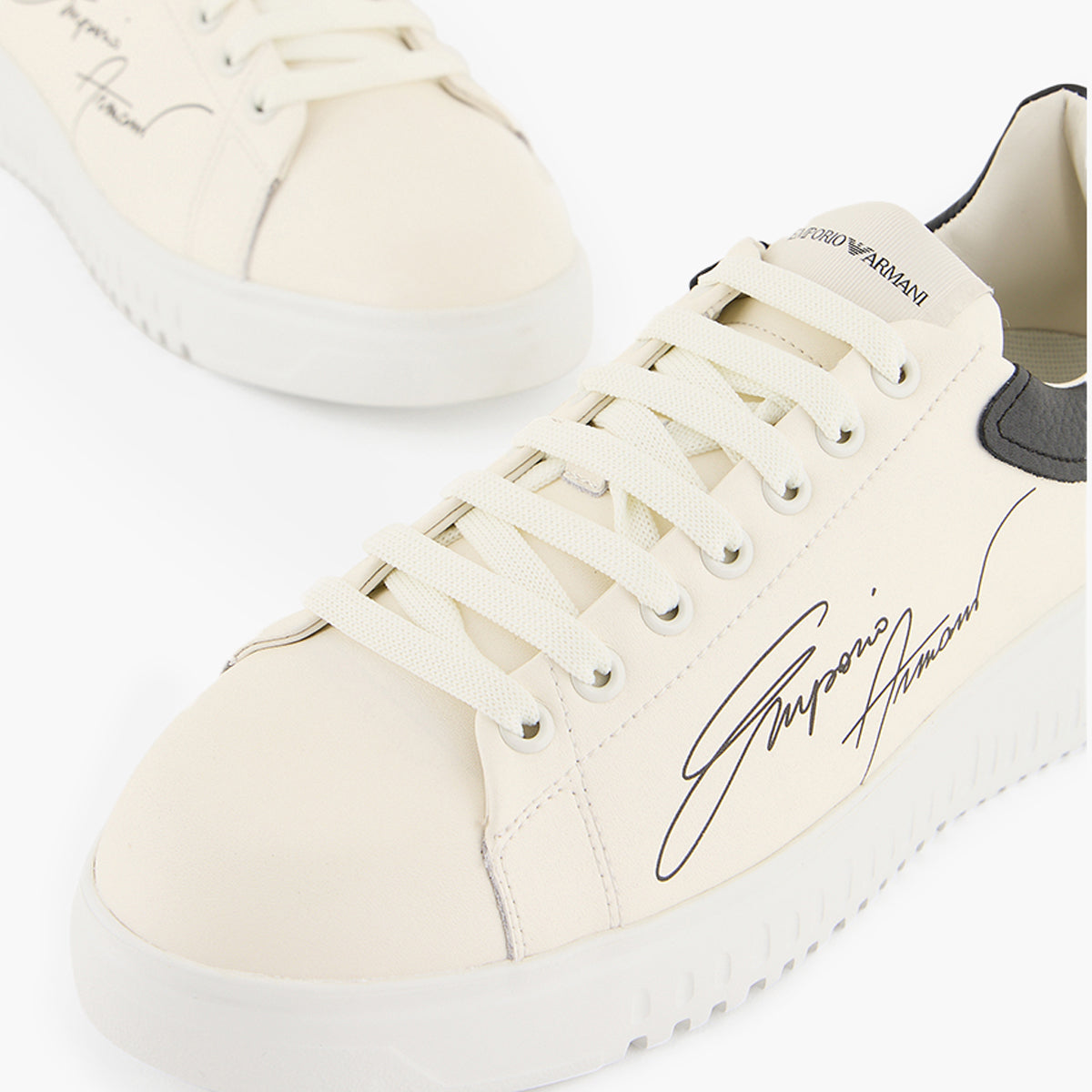 Leather Sneakers With Signature Logo And Knurled Sole