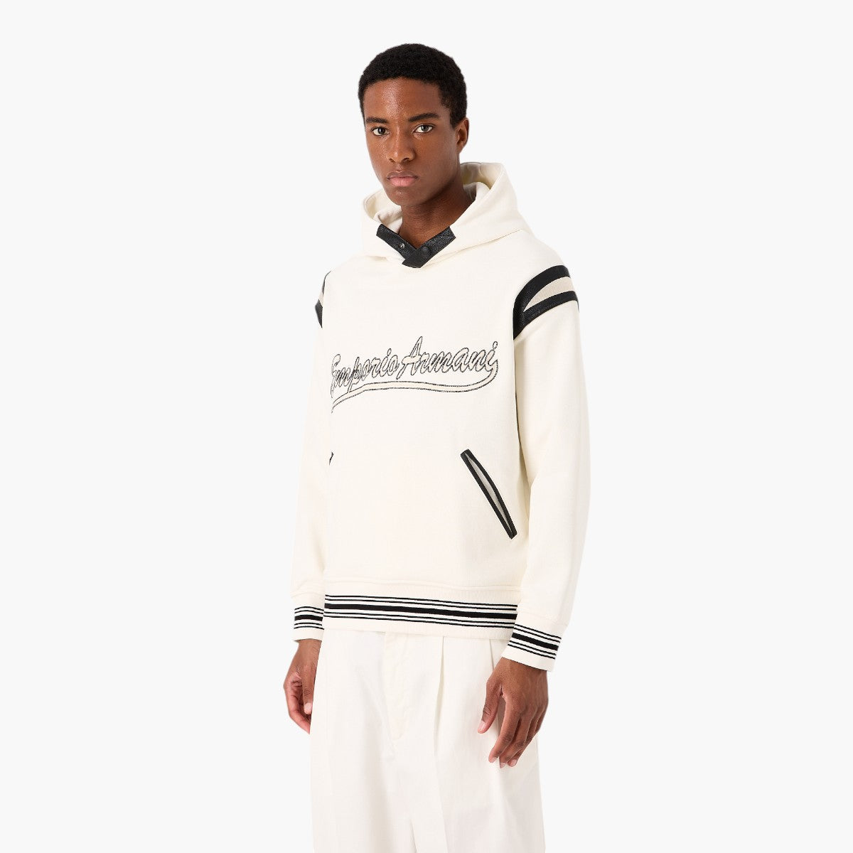 Varsity Style Hooded Cotton Sweatshirt