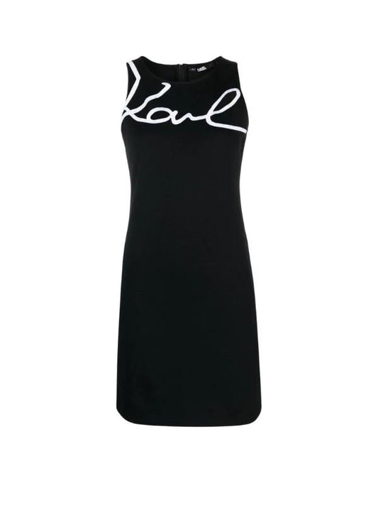 Karl Lagerfeld Dress Cut Out Logo Signiture Logo Black