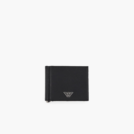 Regenerated Leather Compact Wallet With Eagle Plate