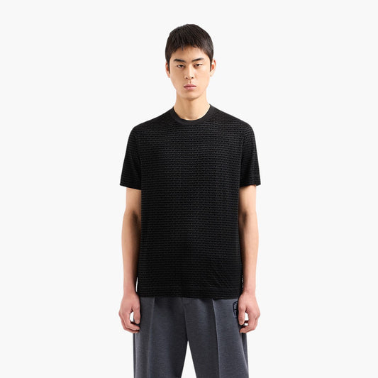 Cotton Blend T-Shirt With All-Over Flock Logo