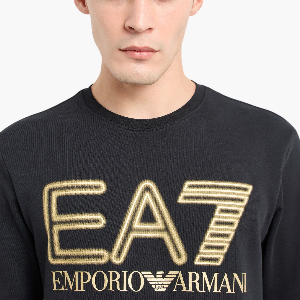 Cotton Crewneck Sweatshirt With Macro Logo
