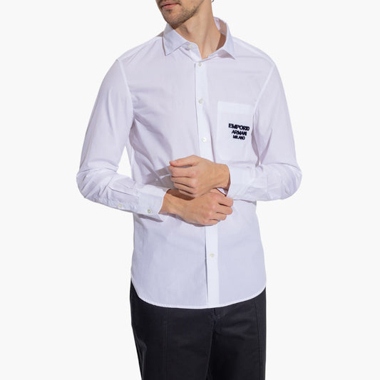 Shirt With Milano Logo In Embossed Fabric On The Pocket