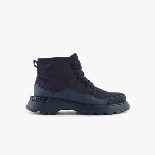 Cotton Round Toe Branded Logo Boots