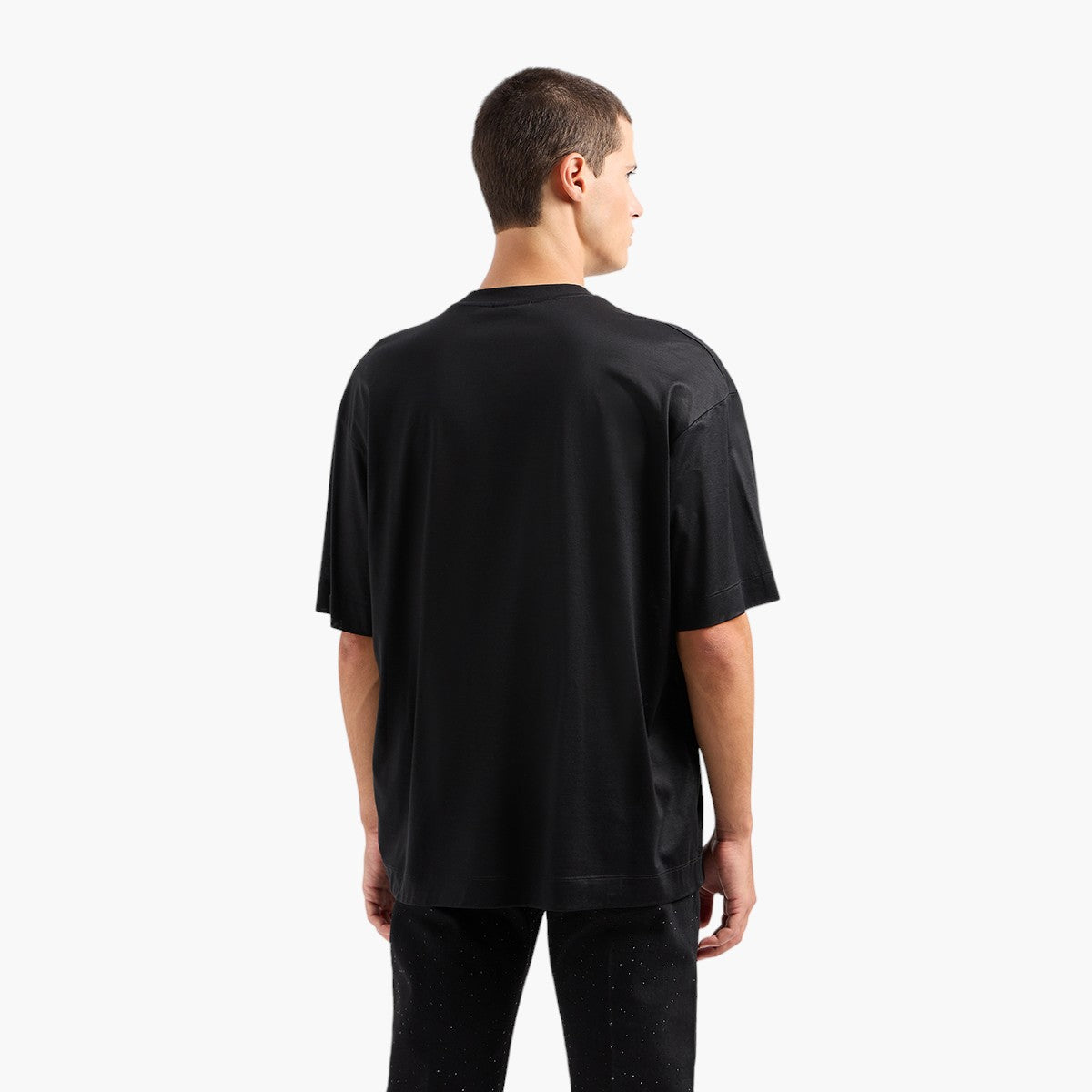 Cotton Blend Oversized T-Shirt With Embroidered Rhinestone Patch
