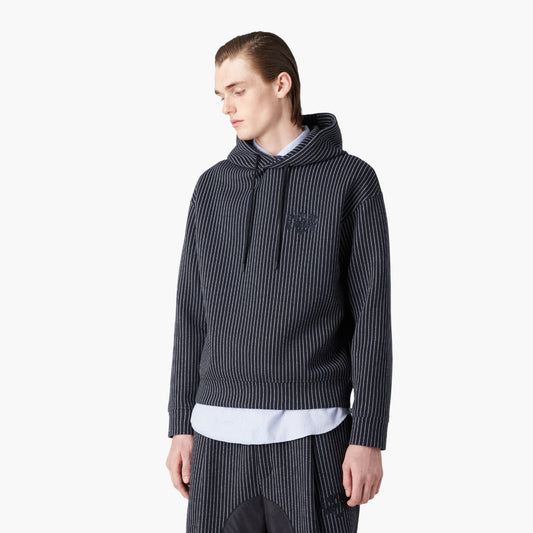Hooded Sweatshirt In Pinstriped Jersey