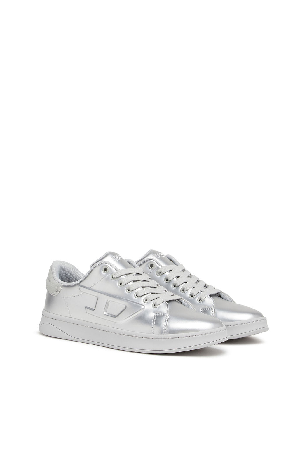 DIESEL S-ATHENE LOW - METALLIC SNEAKERS WITH EMBOSSED D LOGO