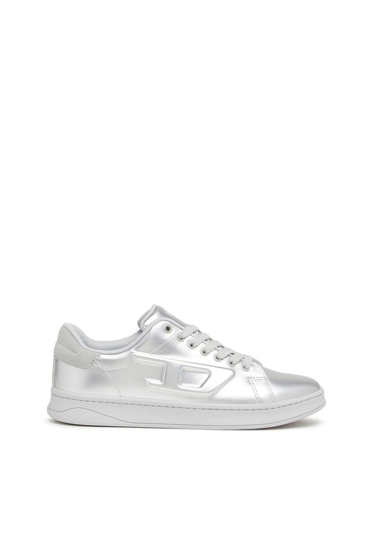 DIESEL S-ATHENE LOW - METALLIC SNEAKERS WITH EMBOSSED D LOGO