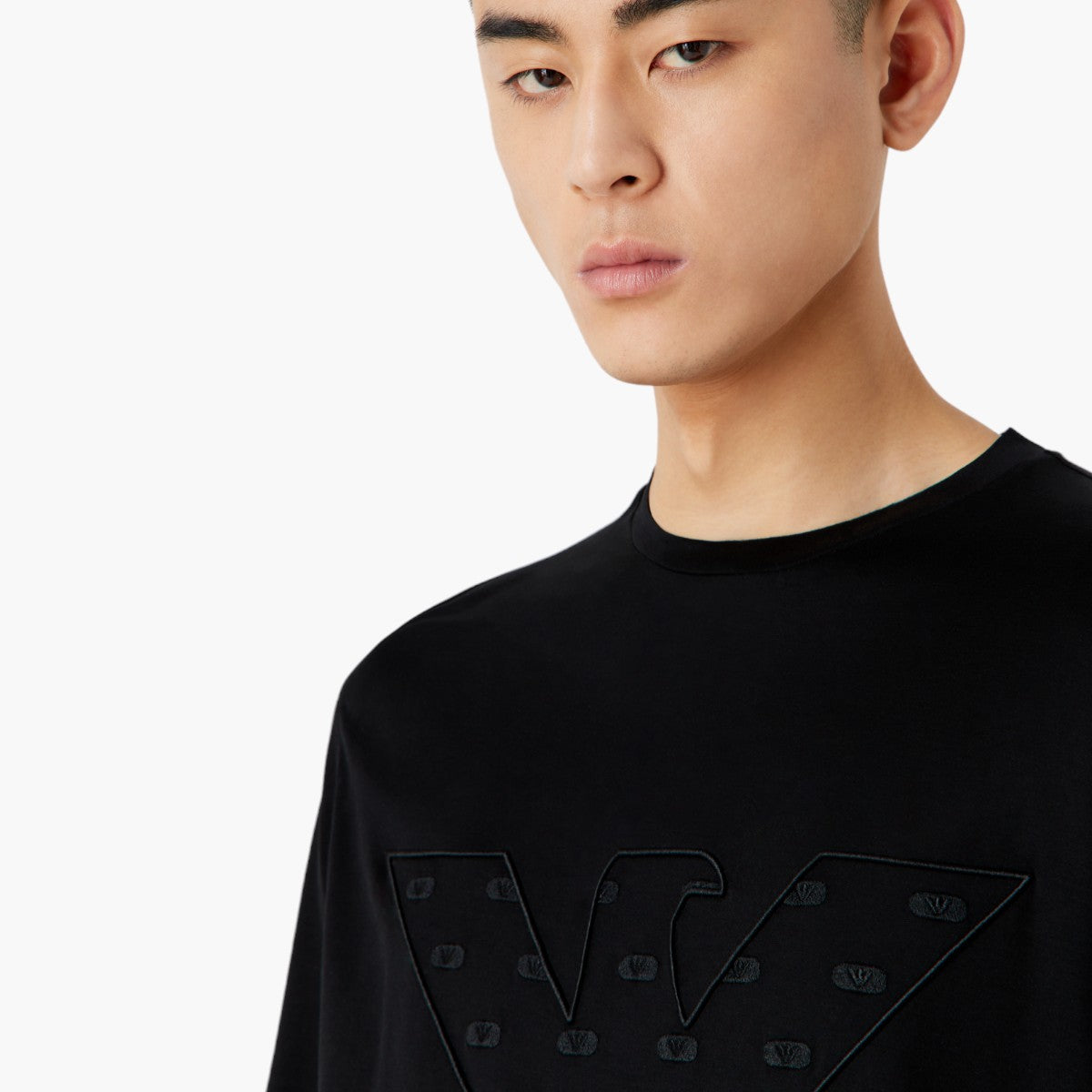 Cotton Blend Regular Fit Crew Neck T-Shirt With Embroidered Logo