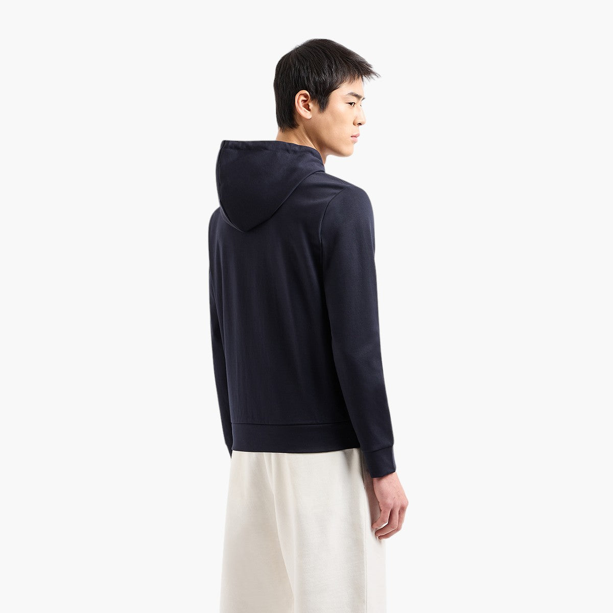 Cotton Blend Hooded, Zipped Sweatshirt