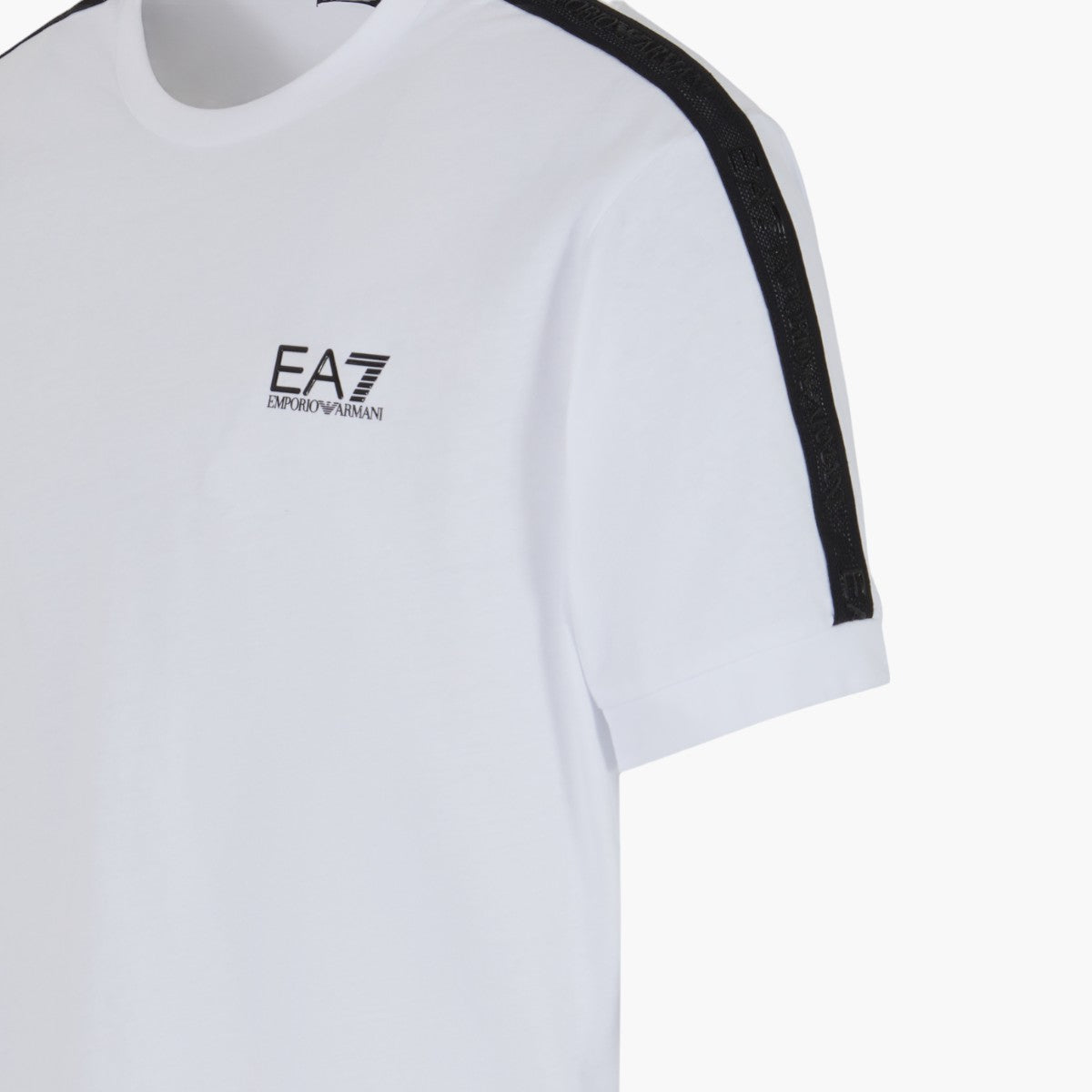 Cotton Crewneck T-Shirt With Logo Tape