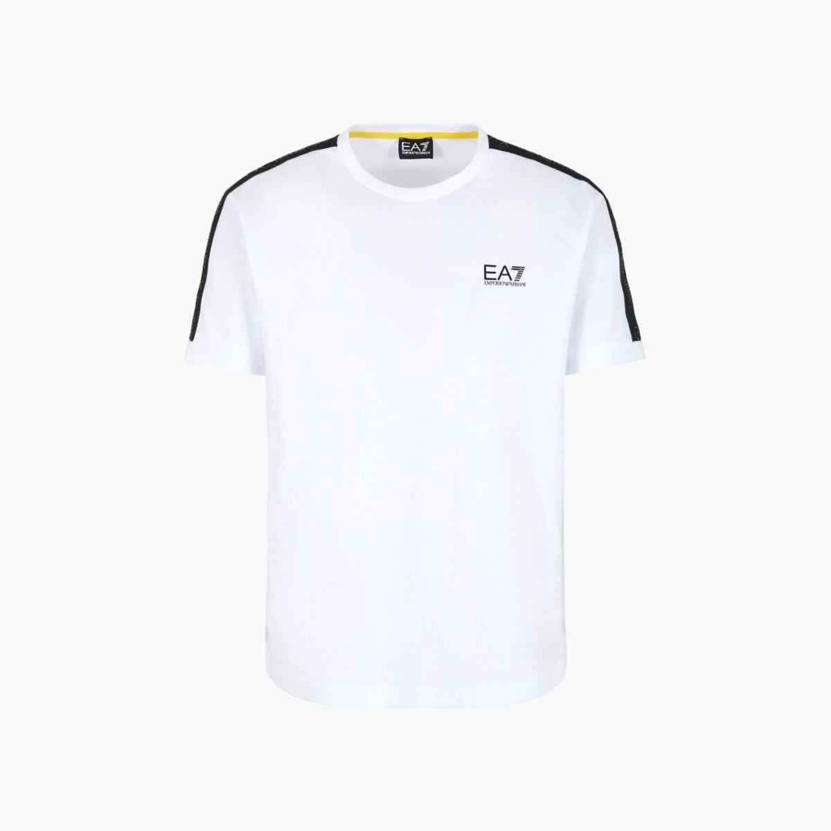 Cotton Crewneck T-Shirt With Logo Tape